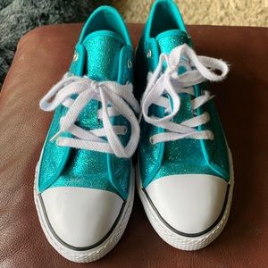 Teal/turquoise glitter sneakers